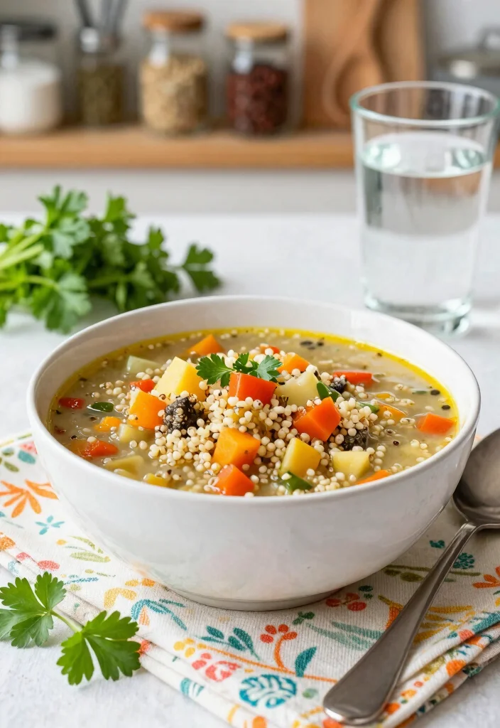 18 Healthy Vegetarian Vegetable Soup Recipes for Every Season - 2. Hearty Vegetable and Quinoa Soup 1