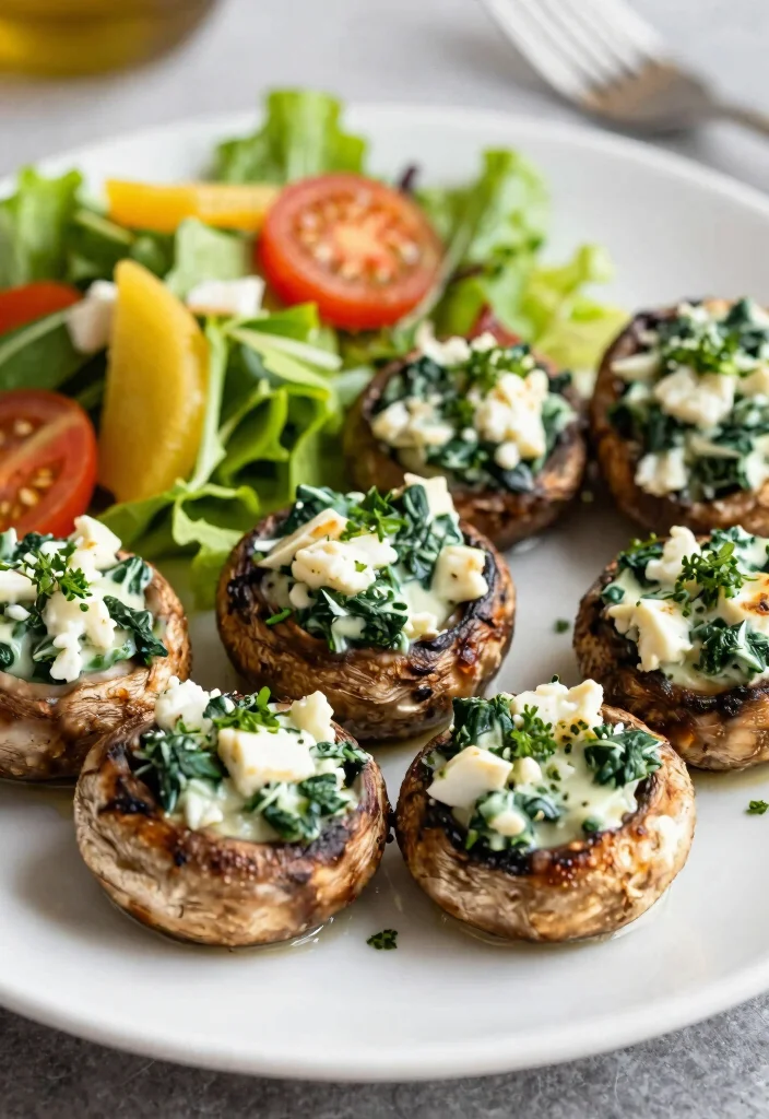 18 High-Protein Vegetarian Recipes That Aren’t Boring - 6. Spinach and Feta Stuffed Portobello Mushrooms 1