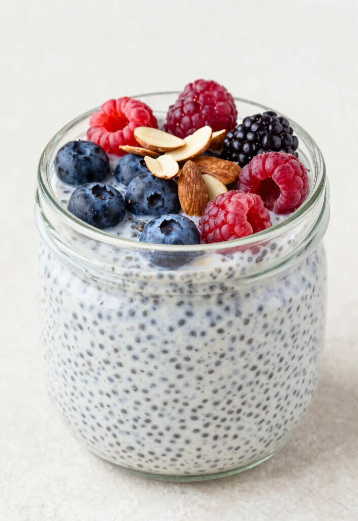 18 High-Protein Vegetarian Recipes That Aren’t Boring - 7. Chia Seed Pudding with Almonds and Berries 1