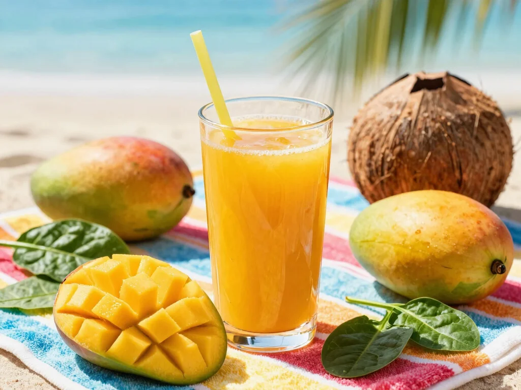 18 Juice Recipes for Skin Glow & Beauty - 6. Tropical Mango & Spinach Juice 1