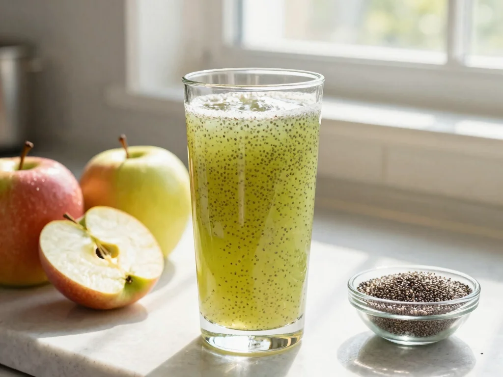 18 Juice Recipes with Apples (Crunchy & Fresh) - 15. Apple Chia Juice 1