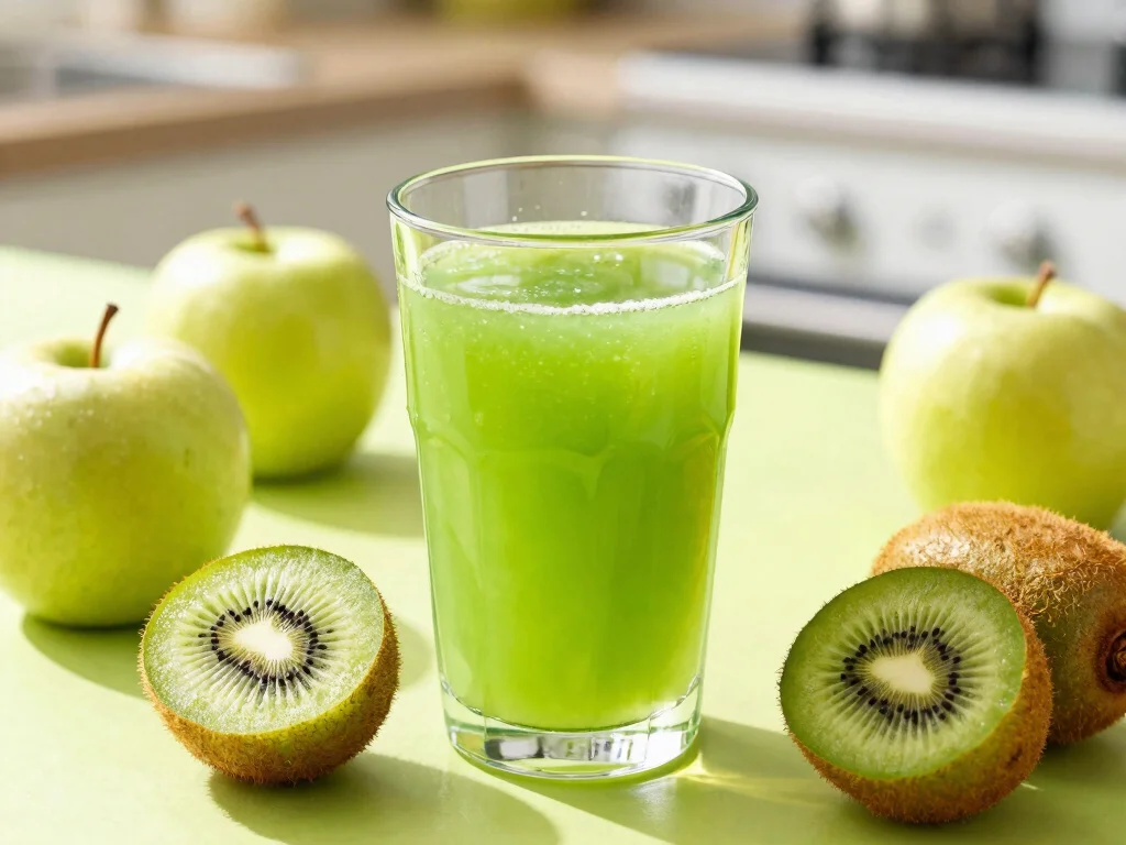 18 Juice Recipes with Apples (Crunchy & Fresh) - 17. Apple Kiwi Juice 1