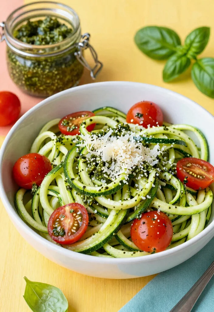 18 Quick & Easy Vegetarian Dinner Recipes Ready Tonight - 12. Zucchini Noodles with Pesto 1