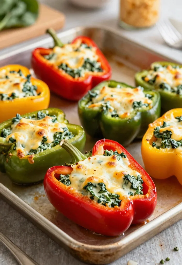 18 Vegetarian 5-Ingredient Recipes Anyone Can Cook - 2. Spinach and Cheese Stuffed Peppers 1