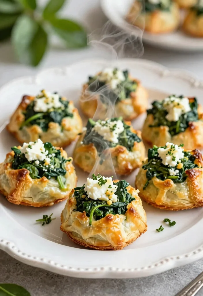 18 Vegetarian Finger Foods for a Crowd-Pleasing Party - 3. Spinach and Feta Puff Pastry Bites 1
