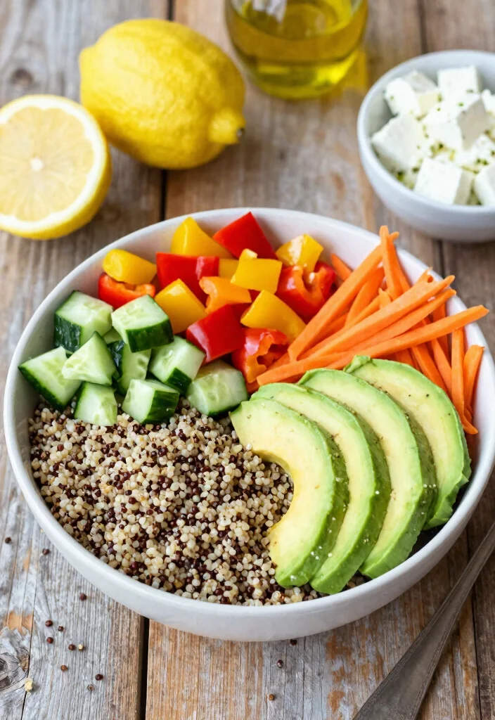 18 Vegetarian Lunch Meal Prep Ideas for Work or School - 1. Rainbow Quinoa Bowls 1