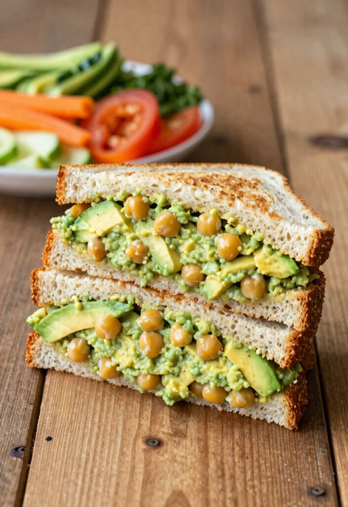 18 Vegetarian Lunch Meal Prep Ideas for Work or School - 10. Avocado Chickpea Salad Sandwich 1