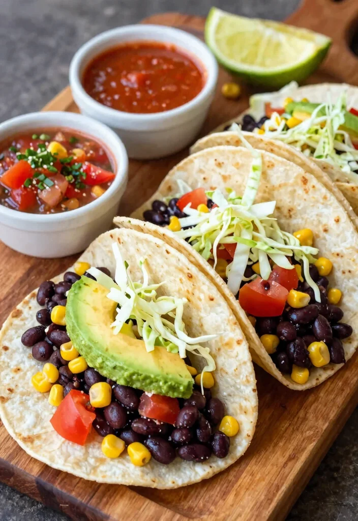 18 Vegetarian Lunch Meal Prep Ideas for Work or School - 13. Black Bean and Corn Tacos 1