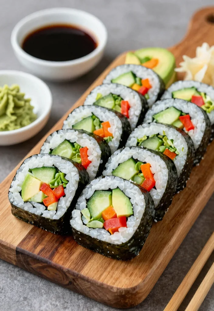 18 Vegetarian Lunch Meal Prep Ideas for Work or School - 16. Vegetable Sushi Rolls 1