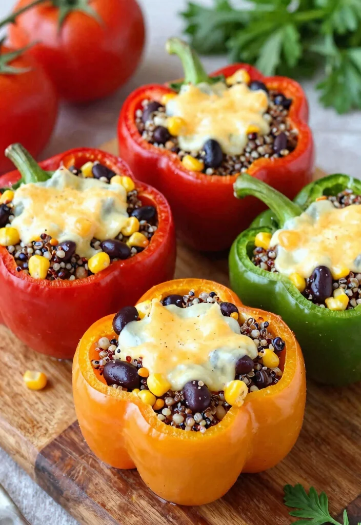 18 Vegetarian Lunch Meal Prep Ideas for Work or School - 18. Stuffed Bell Peppers 1