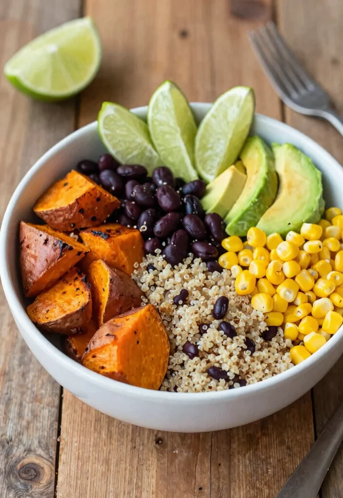 18 Vegetarian Lunch Meal Prep Ideas for Work or School - 4. Sweet Potato and Black Bean Burrito Bowls 1
