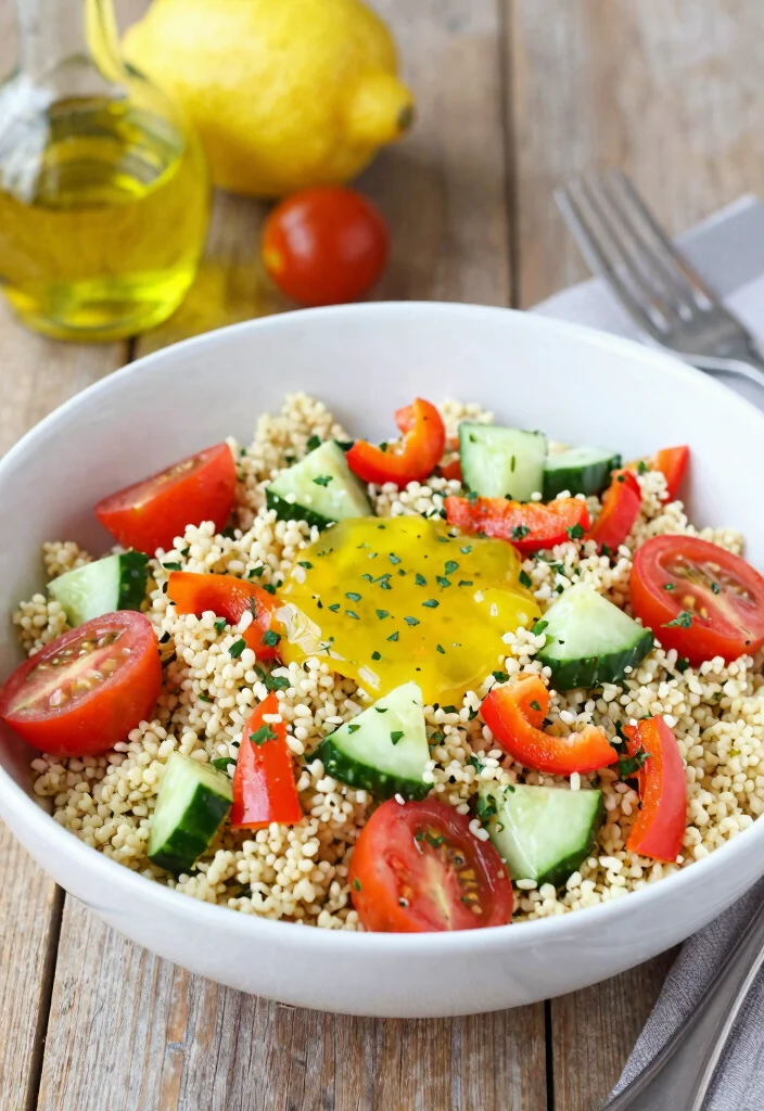 18 Vegetarian Lunch Meal Prep Ideas for Work or School - 7. Veggie-Loaded Couscous Salad 1