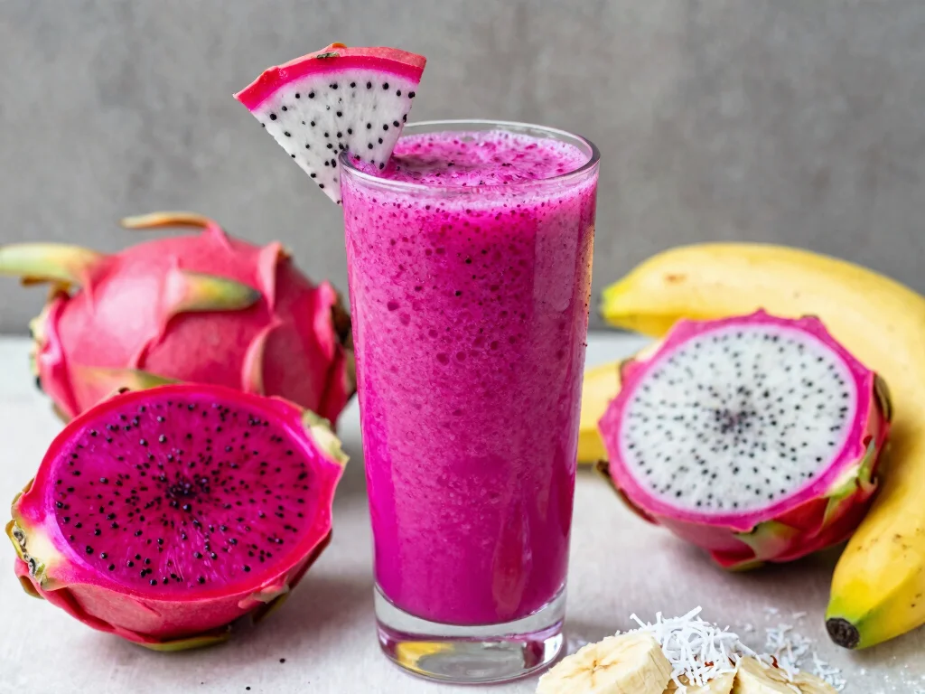 19 Fresh Fruit Juice Recipes (Sweet & Refreshing) - 10. Exotic Dragon Fruit Smoothie 1
