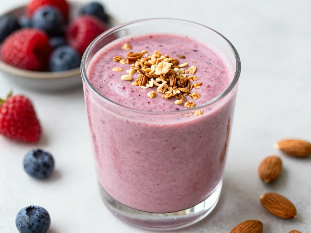 19 Fresh Fruit Juice Recipes (Sweet & Refreshing) - 16. Almond Milk Berry Smoothie 1