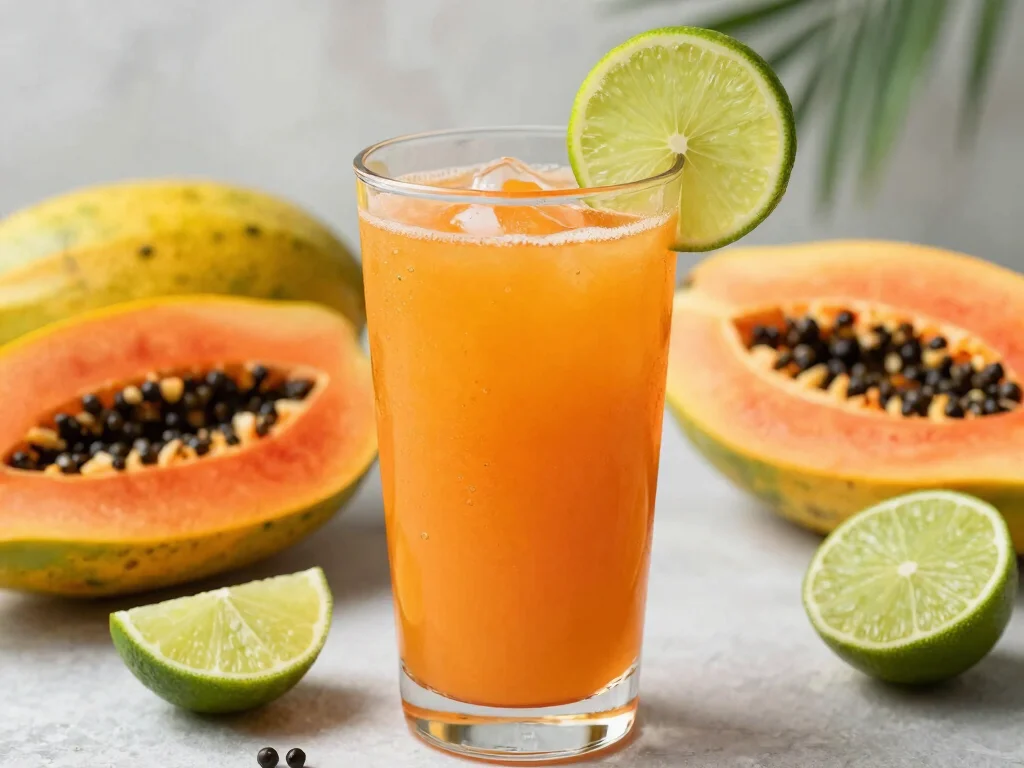 19 Fresh Fruit Juice Recipes (Sweet & Refreshing) - 17. Papaya Lime Juice 1