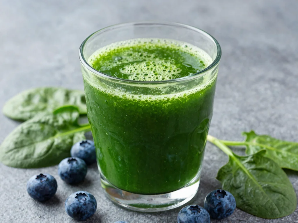 19 Fresh Fruit Juice Recipes (Sweet & Refreshing) - 18. Blueberry Spinach Juice 1