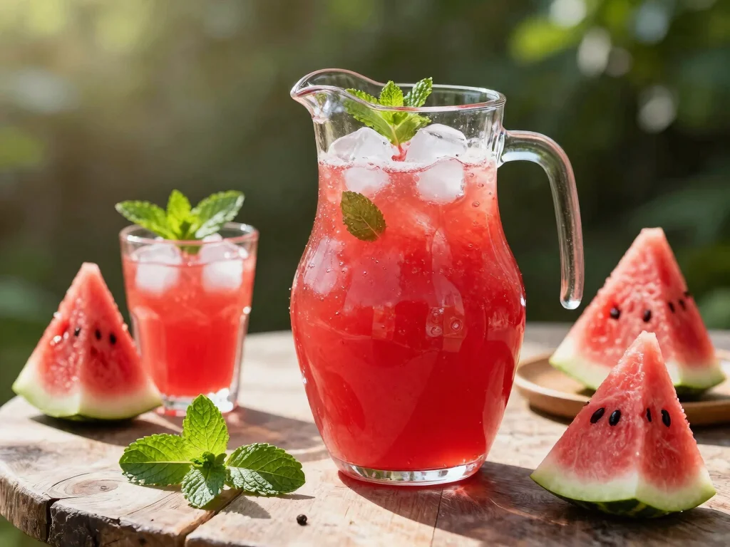 19 Fresh Fruit Juice Recipes (Sweet & Refreshing) - 4. Watermelon Mint Cooler 1