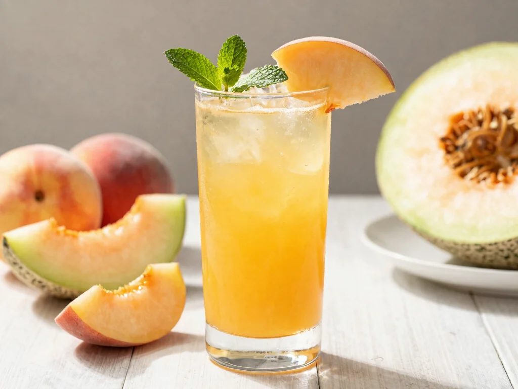 19 Fresh Fruit Juice Recipes (Sweet & Refreshing) - 7. Sweet Peach Melon Juice 1