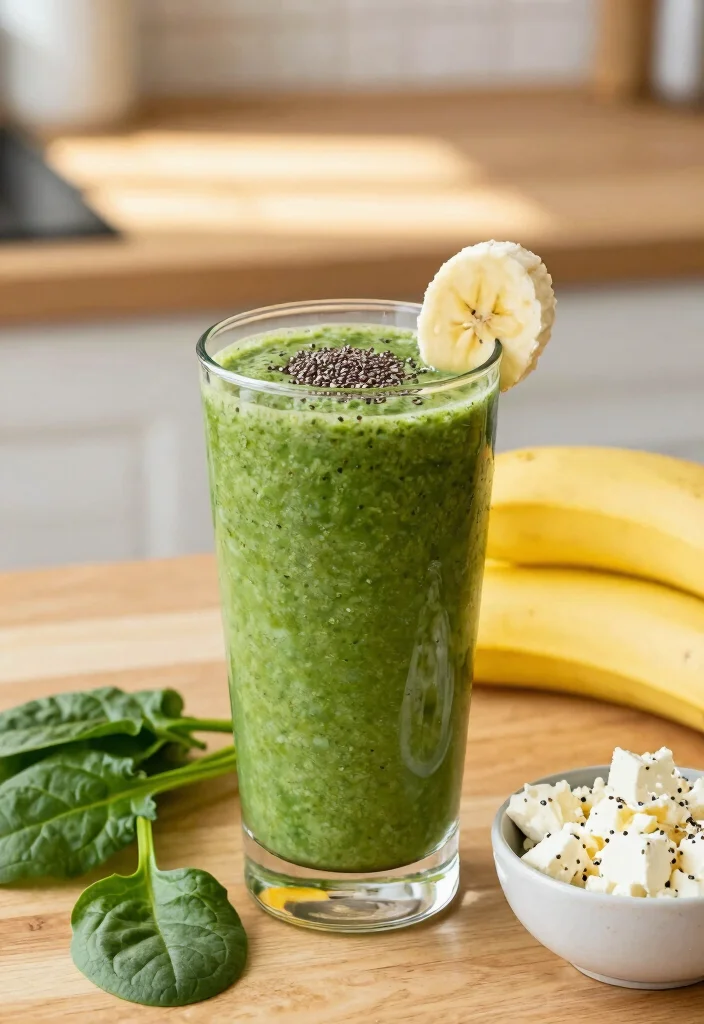 19 High-Protein Vegetarian Breakfast Recipes for More Energy - 1. Creamy Spinach and Feta Smoothie 1