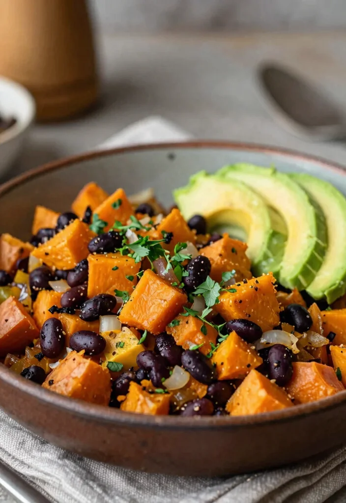 19 High-Protein Vegetarian Breakfast Recipes for More Energy - 11. Sweet Potato and Black Bean Hash 1