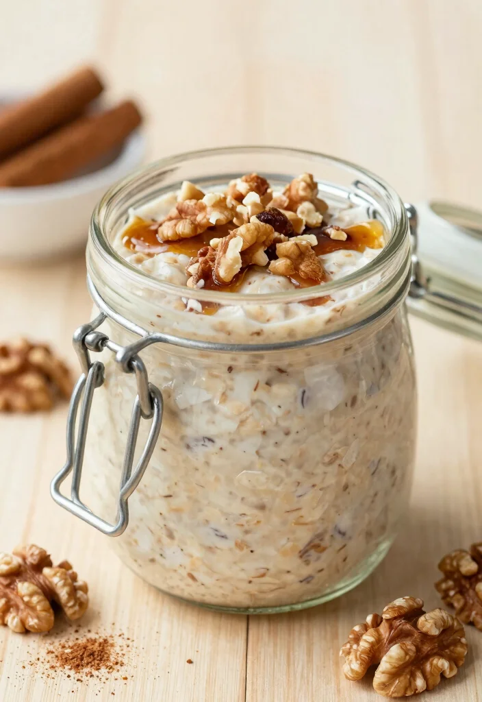 19 High-Protein Vegetarian Breakfast Recipes for More Energy - 15. Cinnamon Roll Overnight Oats 1