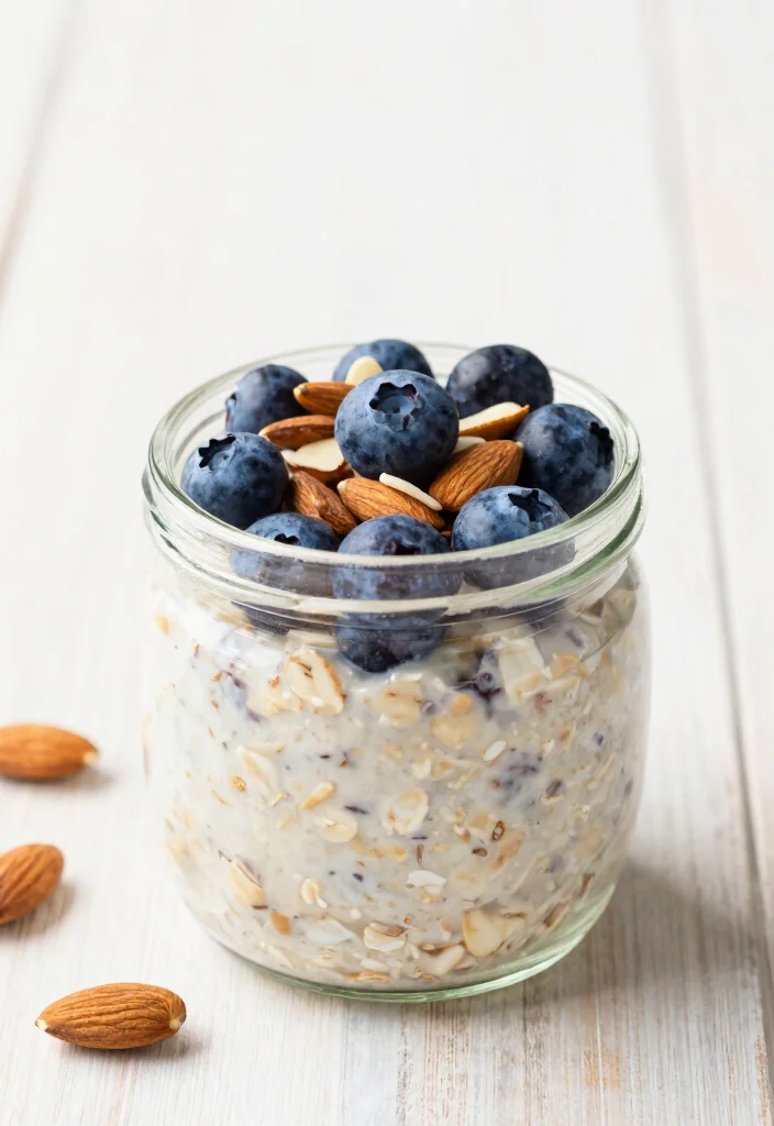 19 High-Protein Vegetarian Breakfast Recipes for More Energy - 16. Blueberry Almond Overnight Oats 1