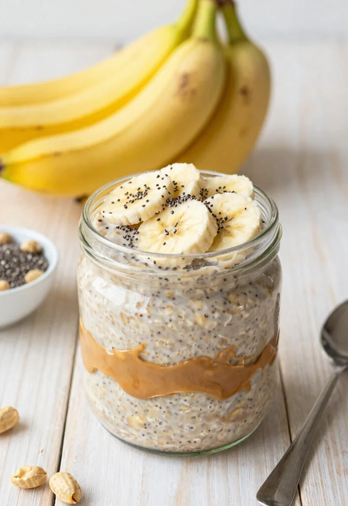 19 High-Protein Vegetarian Breakfast Recipes for More Energy - 7. Overnight Oats with Peanut Butter 1