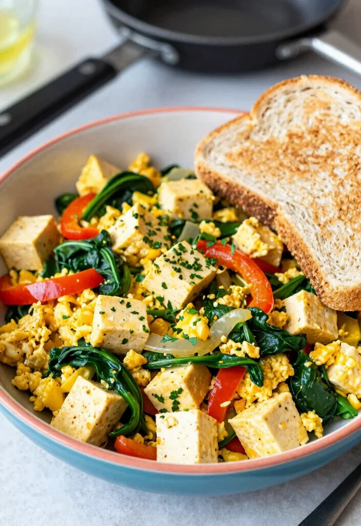 19 High-Protein Vegetarian Breakfast Recipes for More Energy - 8. Tofu Scramble with Veggies 1