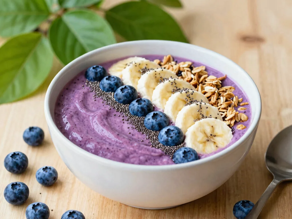 19 Juice It Up Smoothies You Can Make at Home - 13. Blueberry Banana Smoothie Bowl 1