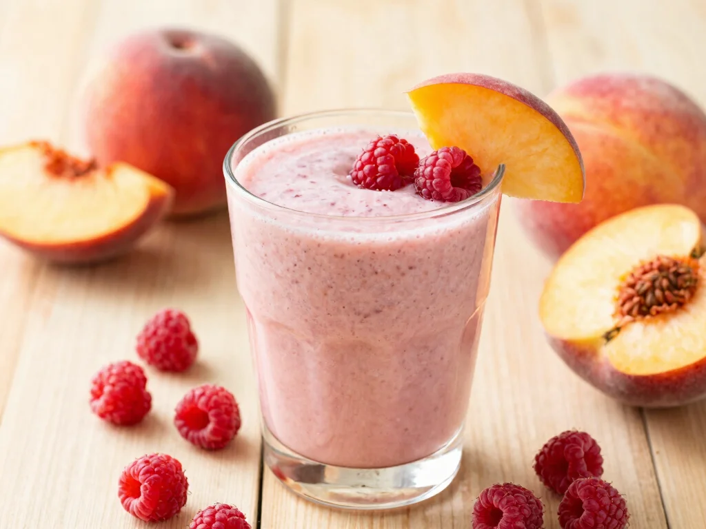 19 Juice It Up Smoothies You Can Make at Home - 15. Raspberry Peach Smoothie 1