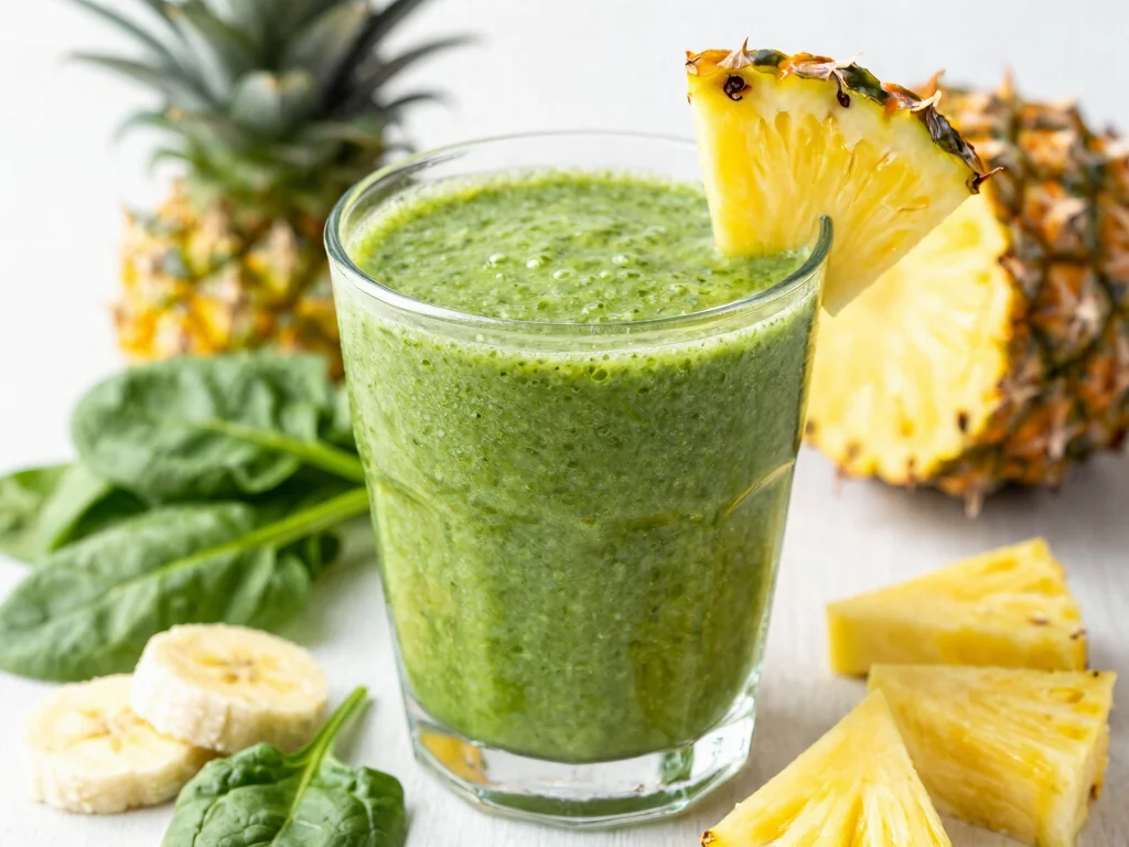 19 Juice Recipes for Energy Boosting - 16. Tropical Green Smoothie 1
