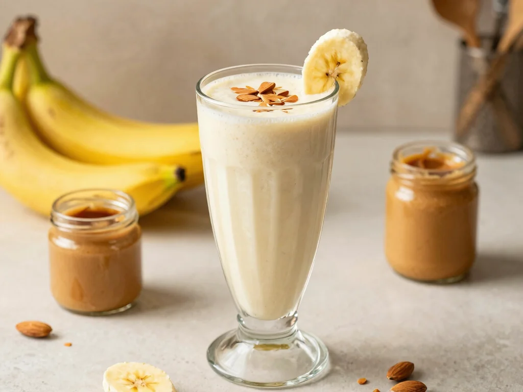 19 Juice Recipes for Energy Boosting - 9. Almond Banana Energy Shake 1