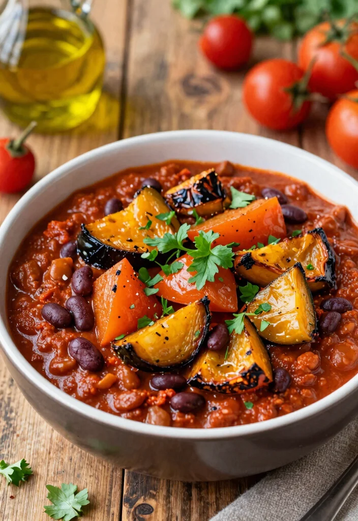 19 Meatless 3-Bean Chili Recipes Full of Flavor - 18. Roasted Vegetable and 3-Bean Chili 1