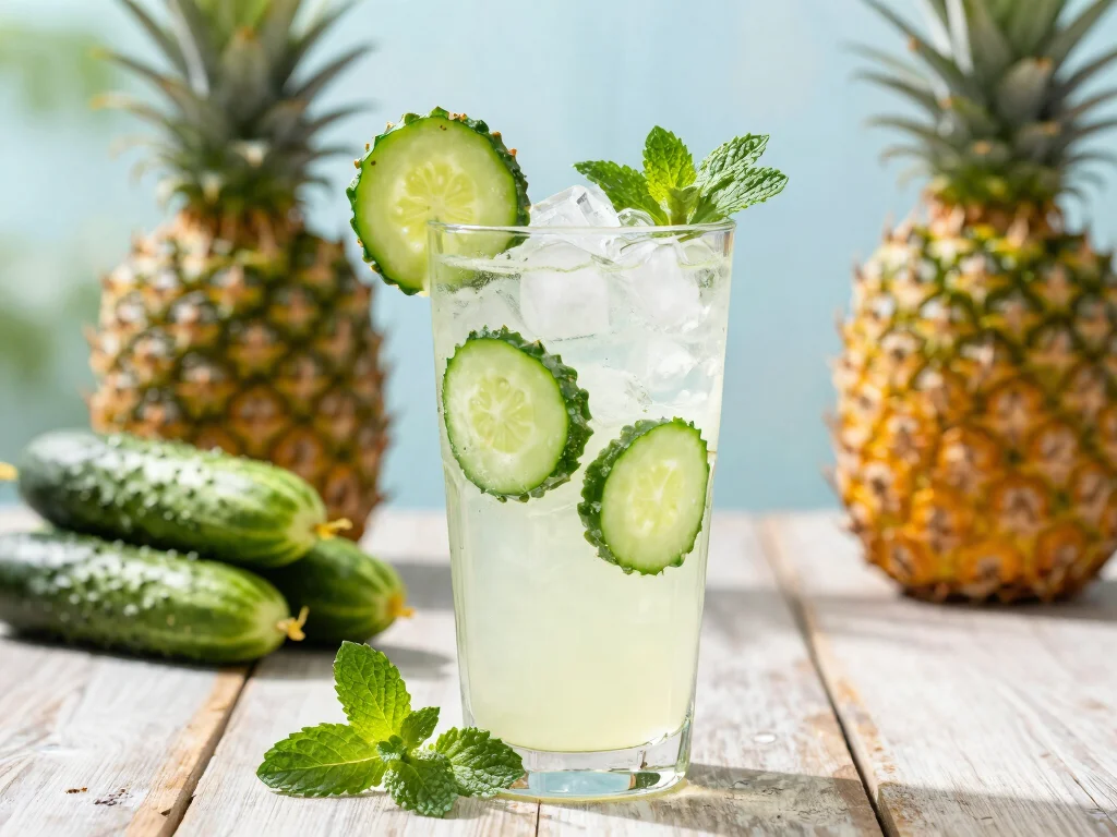 19 Pineapple Juice Drink Recipes (Super Refreshing) - 13. Pineapple Cucumber Cooler 1