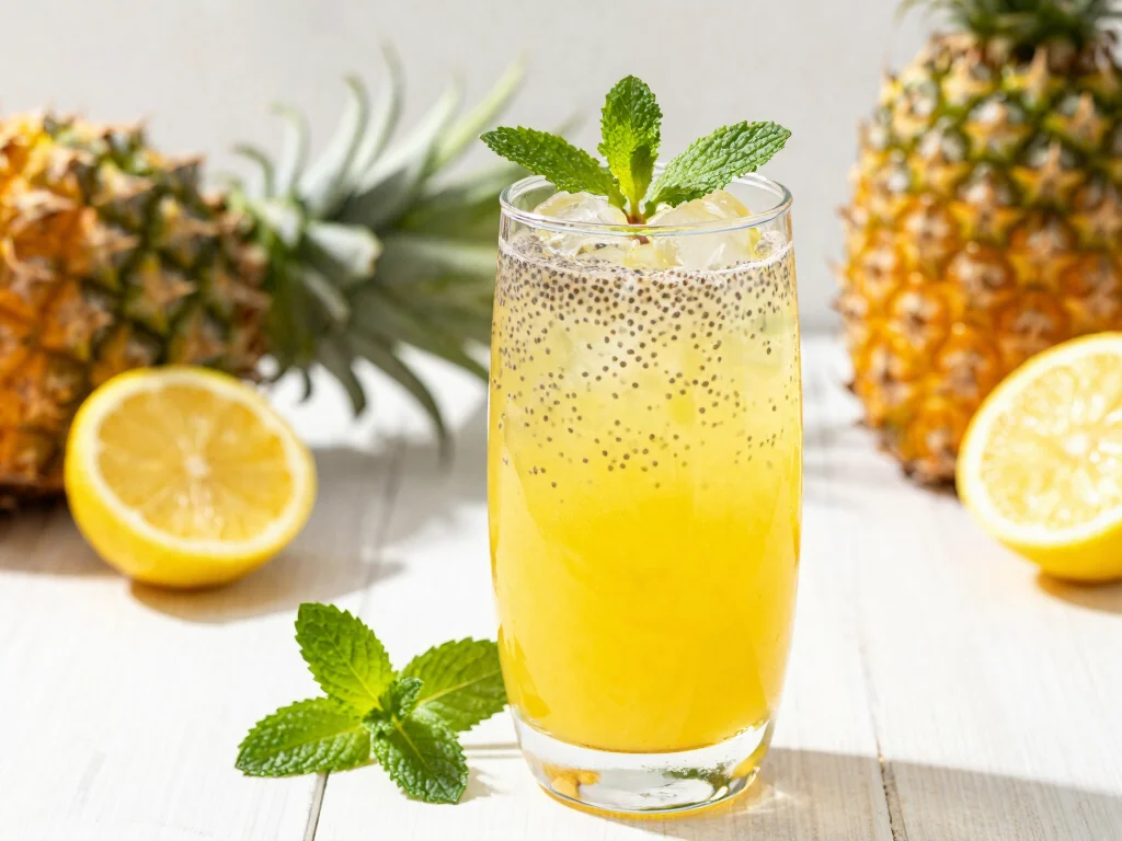 19 Pineapple Juice Drink Recipes (Super Refreshing) - 16. Tropical Pineapple Chia Cooler 1