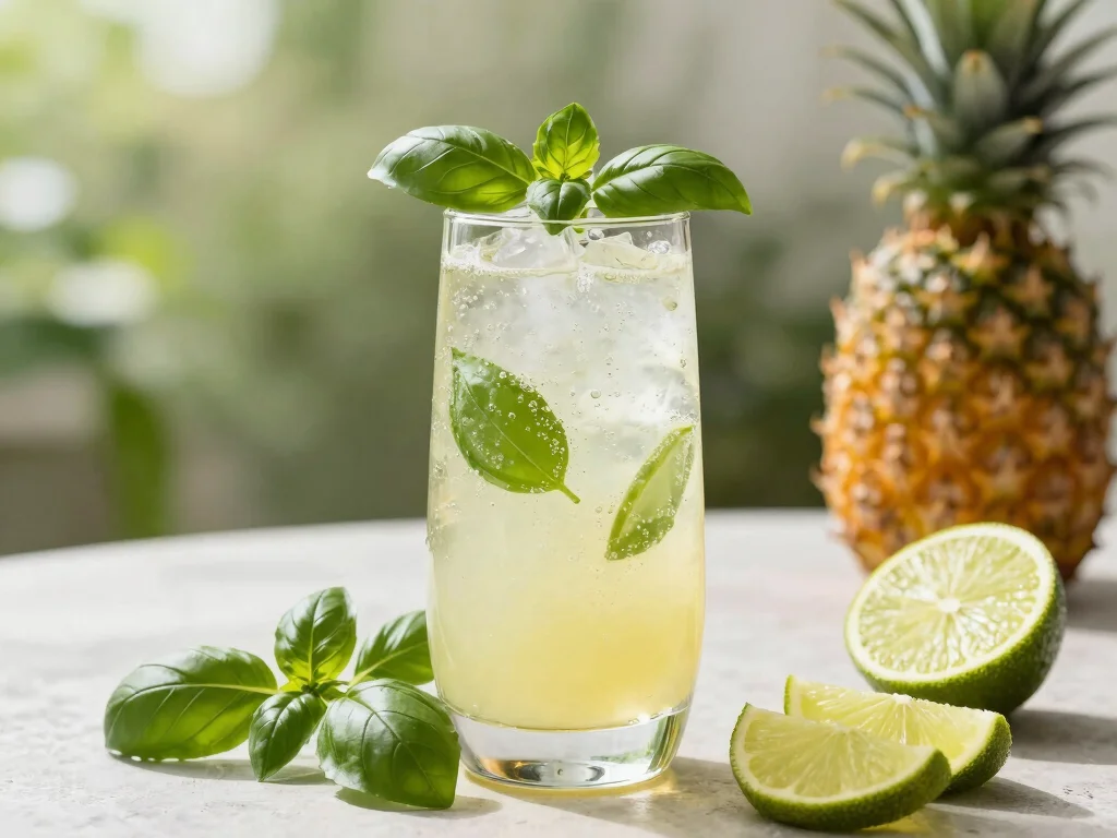 19 Pineapple Juice Drink Recipes (Super Refreshing) - 7. Pineapple Basil Refresher 1