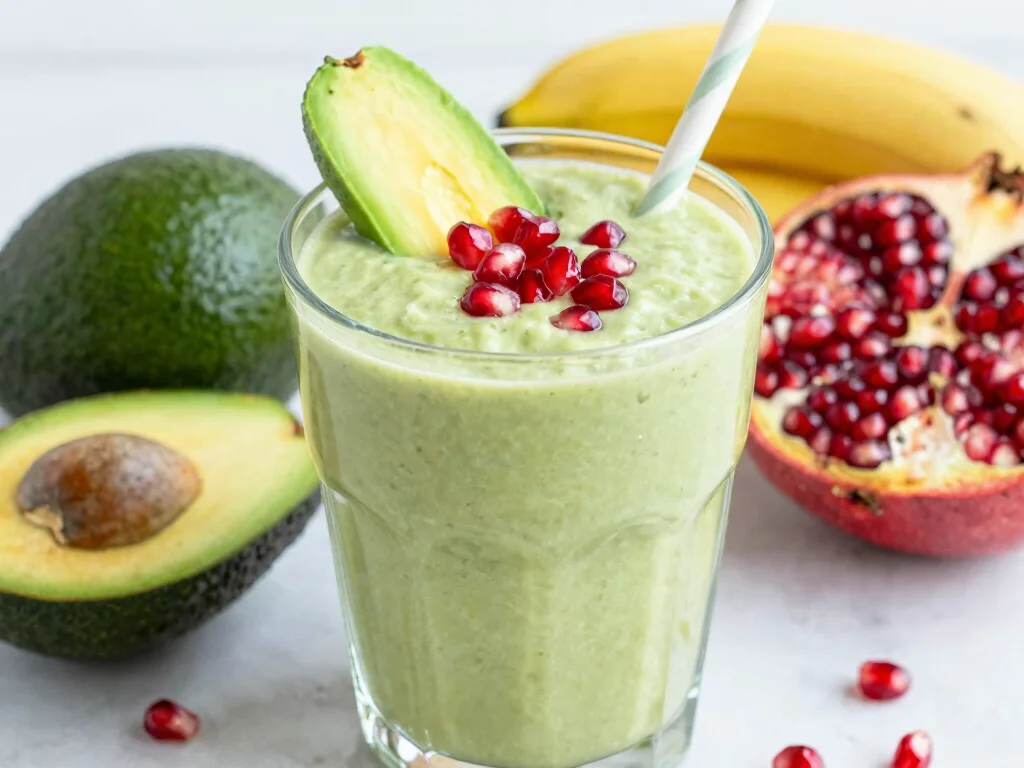 19 Pomegranate Juice Recipes (Healthy Antioxidants) - 12. Pomegranate Avocado Smoothie 1