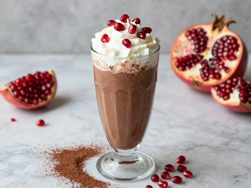 19 Pomegranate Juice Recipes (Healthy Antioxidants) - 13. Pomegranate Chocolate Smoothie 1