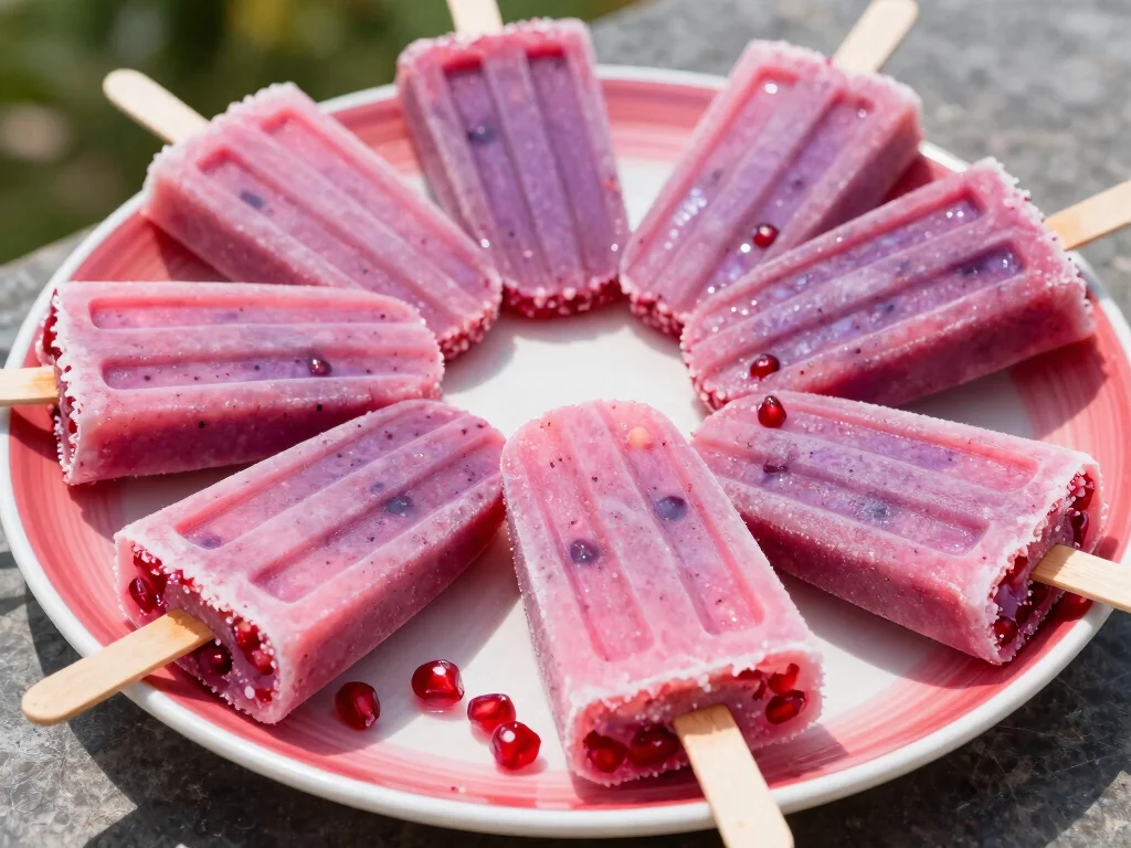 19 Pomegranate Juice Recipes (Healthy Antioxidants) - 17. Pomegranate Smoothie Popsicles 1
