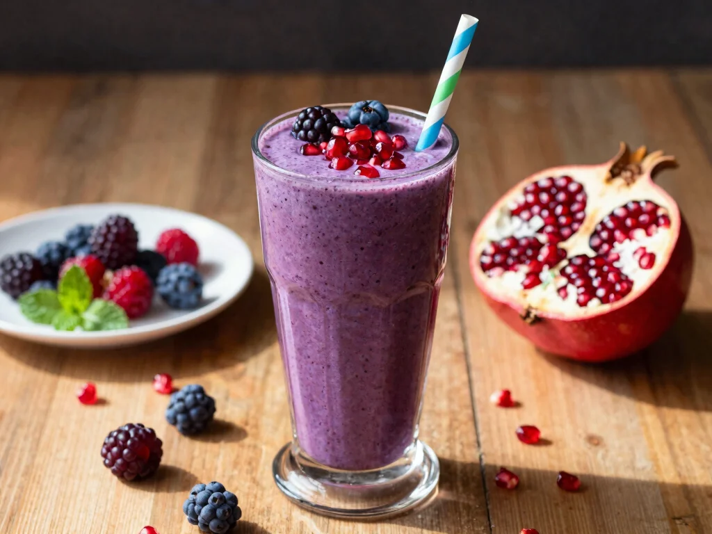 19 Pomegranate Juice Recipes (Healthy Antioxidants) - 2. Pomegranate Berry Smoothie 1