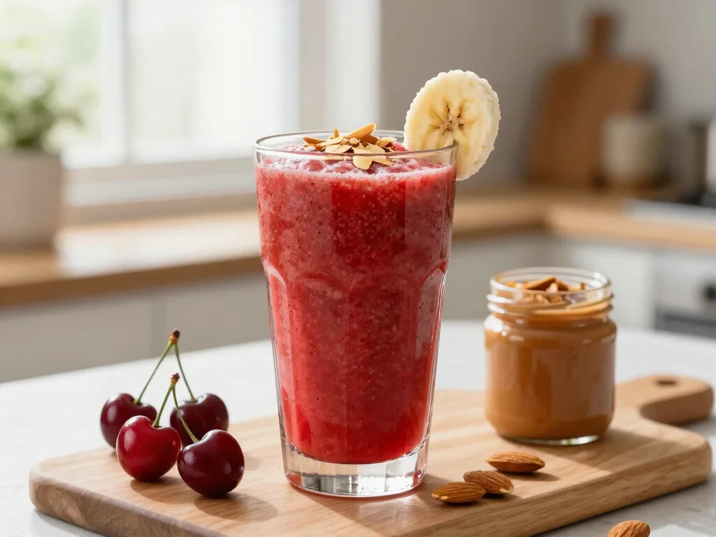 19 Tart Cherry Juice Drink Recipes for Better Sleep - 1. Tart Cherry & Almond Smoothie 1