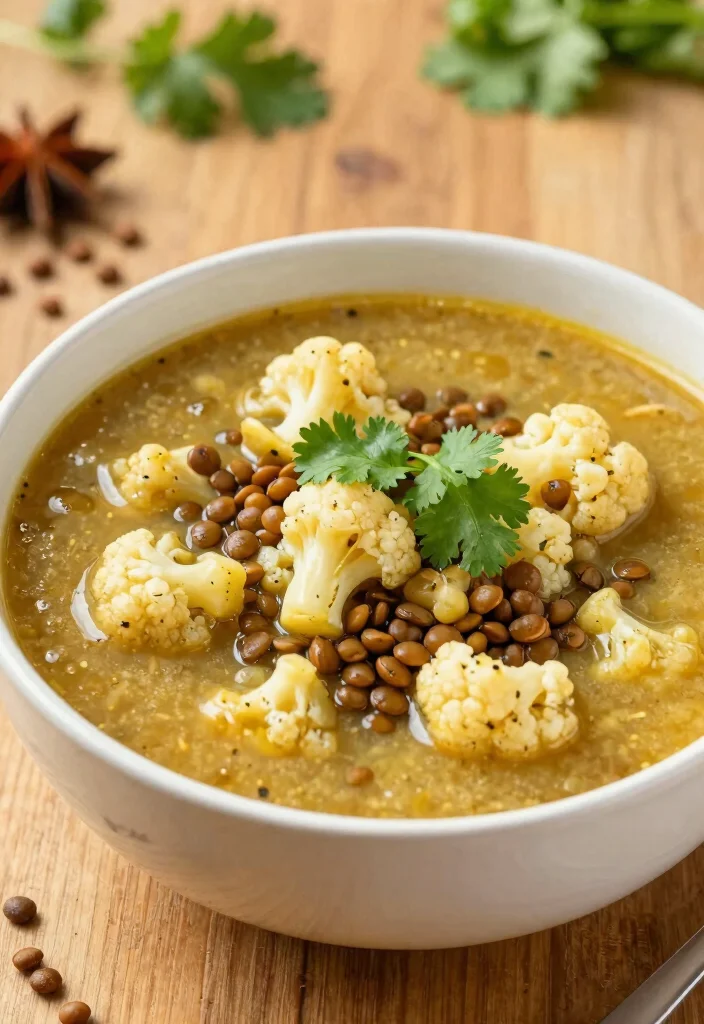 19 Vegetarian Crock Pot Vegetable Soup Recipes to Try - 14. Curried Cauliflower and Lentil Soup 1