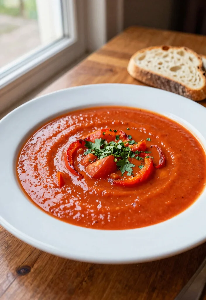 19 Vegetarian Crock Pot Vegetable Soup Recipes to Try - 2. Roasted Red Pepper and Tomato Soup 1