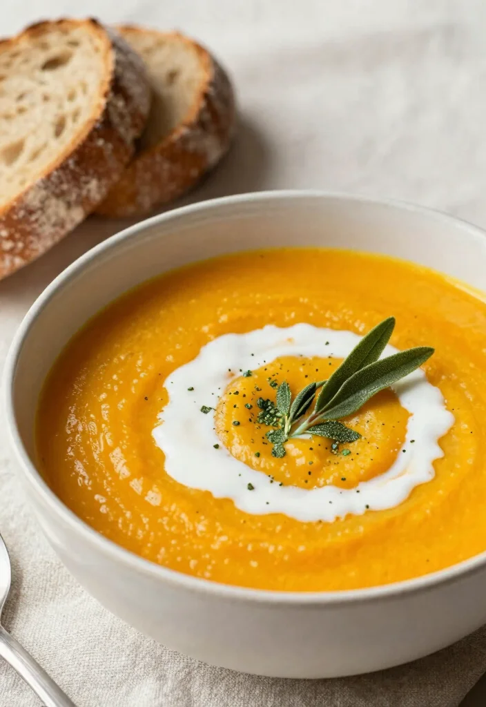 19 Vegetarian Crock Pot Vegetable Soup Recipes to Try - 4. Butternut Squash and Sage Soup 1