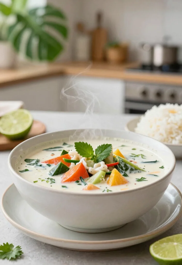 19 Vegetarian Crock Pot Vegetable Soup Recipes to Try - 7. Thai Coconut Vegetable Soup 1