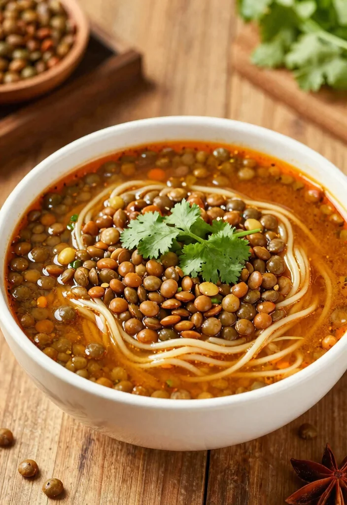 19 Vegetarian Noodle Soup Recipes for Quick Comfort - 10. Curried Lentil and Noodle Soup 1