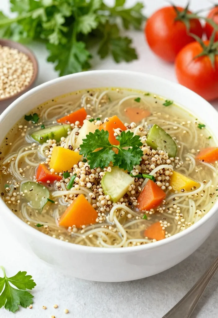 19 Vegetarian Noodle Soup Recipes for Quick Comfort - 16. Vegetable and Quinoa Noodle Soup 1