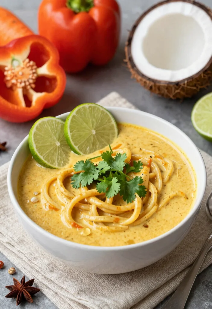 19 Vegetarian Noodle Soup Recipes for Quick Comfort - 2. Creamy Coconut Curry Noodle Soup 1