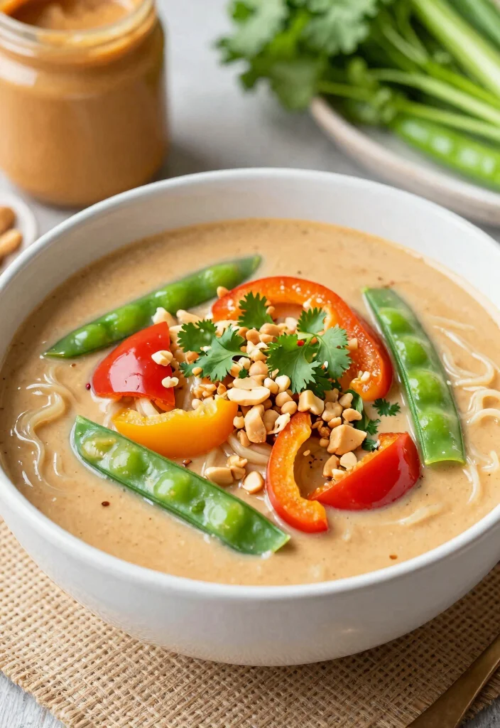 19 Vegetarian Noodle Soup Recipes for Quick Comfort - 5. Thai Peanut Noodle Soup 1