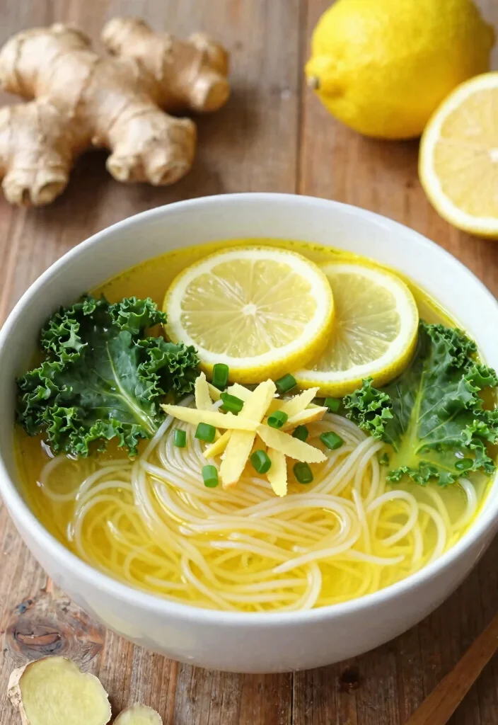 19 Vegetarian Noodle Soup Recipes for Quick Comfort - 6. Lemon Ginger Noodle Soup 1